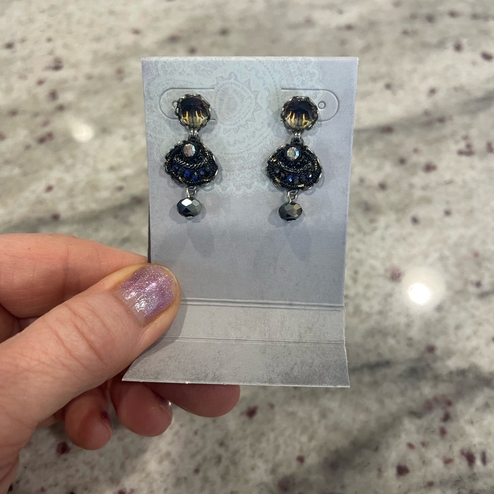 Ayala Bar Blue and Gold Dangle Earrings